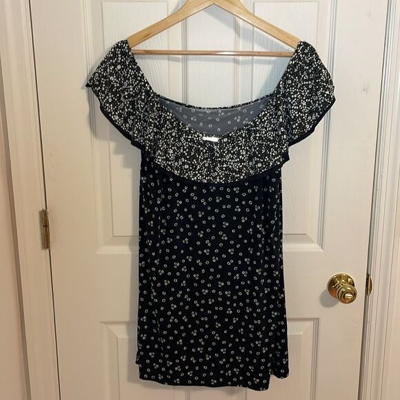 Michael Kors off the shoulder Mini Dress, slinky black calico, Large - Picture 5 of 8